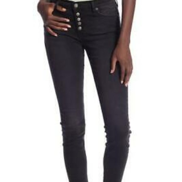 Free People Reagan Button Skinny Jeans - Picture 2 of 10